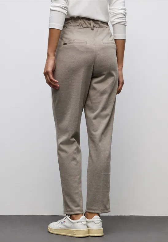 Broek met paperbag jacquard null