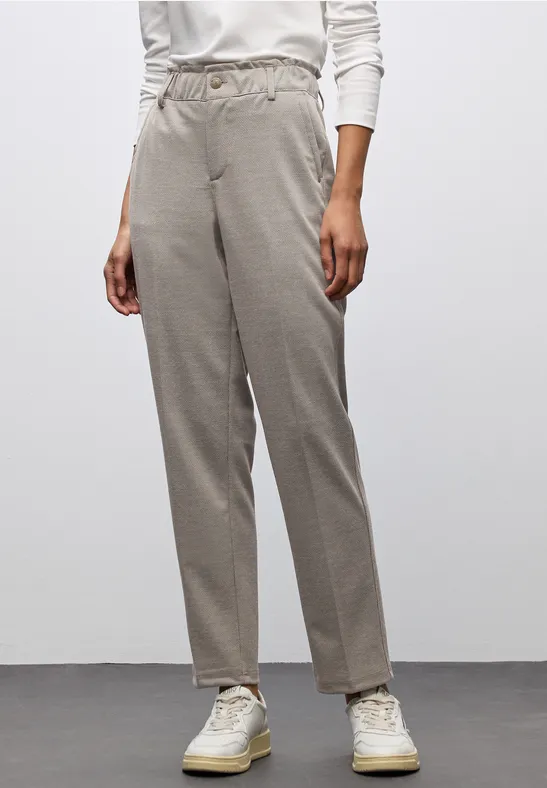 Broek met paperbag jacquard null
