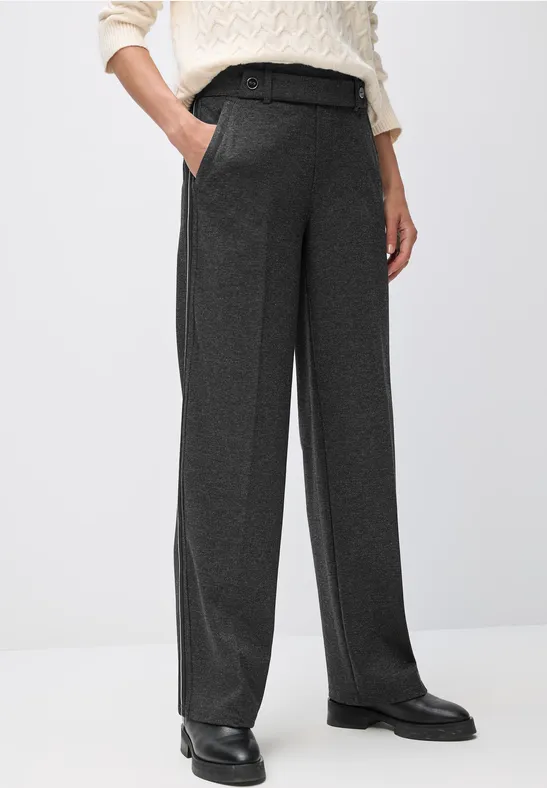 Gemêleerde broek met rechte leg Black