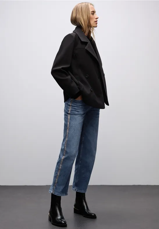 Straight Leg Jeans mit Tape Medium Blue Wash