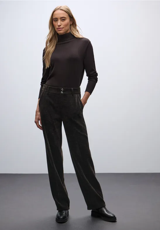 Straight Legs corduroy broek darkest brown