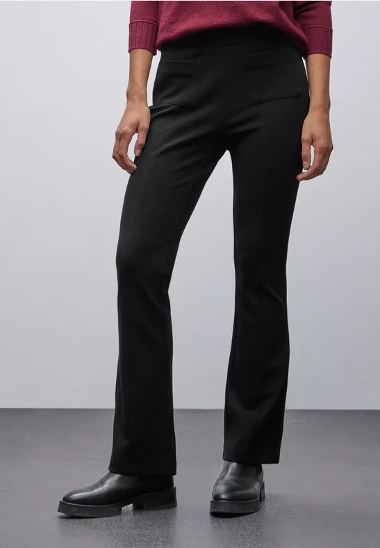 Gestructureerde broek Bootcut Black