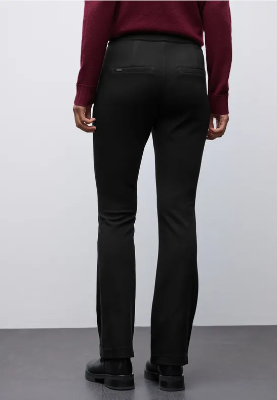 Gestructureerde broek Bootcut Black