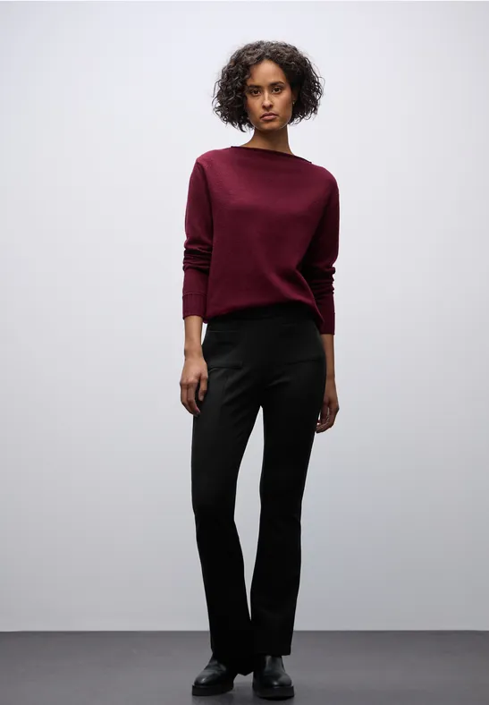 Gestructureerde broek Bootcut Black