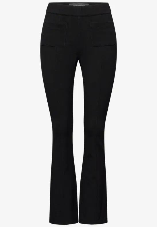Gestructureerde broek Bootcut Black