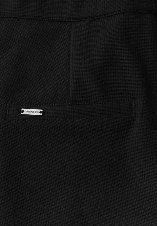 Gestructureerde broek Bootcut Black