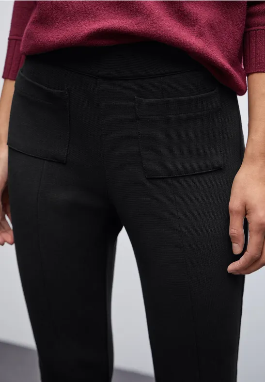 Gestructureerde broek Bootcut Black