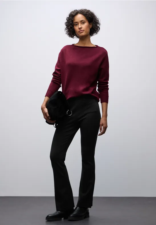Gestructureerde broek Bootcut Black