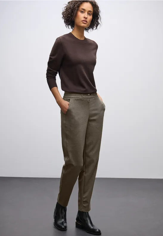 Melange Hose mit Detail darkest brown mel.