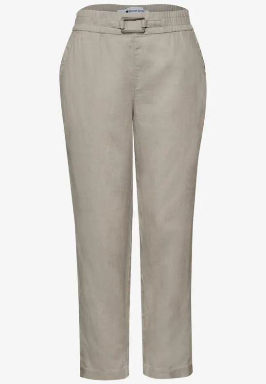 Slim Legs linnen broek met gesp timeless beige