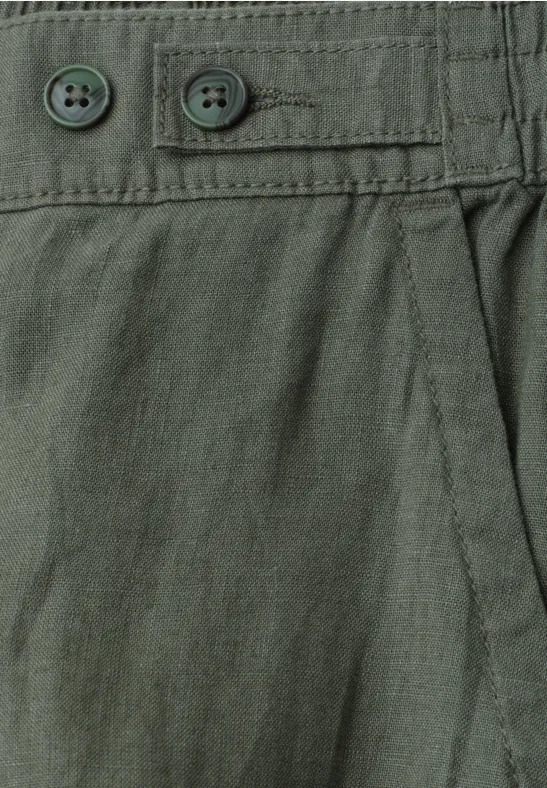 High Waist linnen broek met Wide Legs bound green