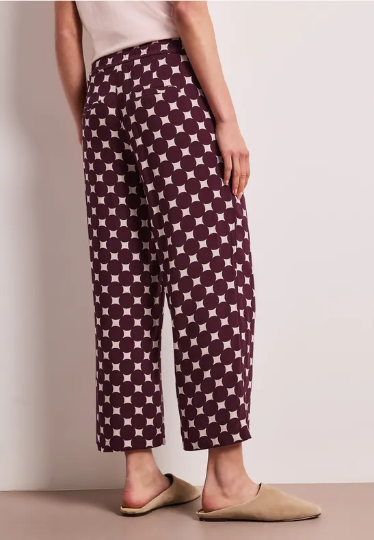 High Waist broek met Wide Legs en print rustic rouge