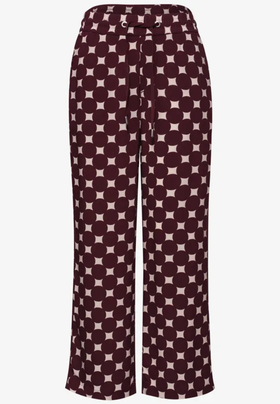 High Waist broek met Wide Legs en print rustic rouge