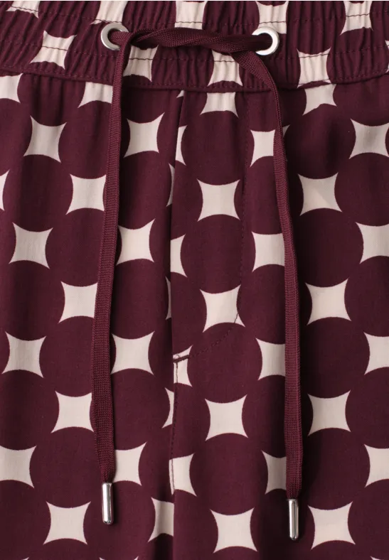 High Waist broek met Wide Legs en print rustic rouge