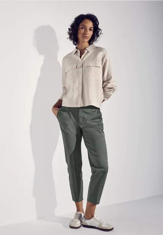 Twill chino broek muse green