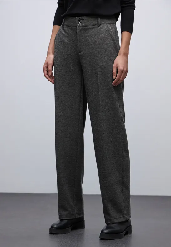 Gemêleerde broek met rechte leg Black