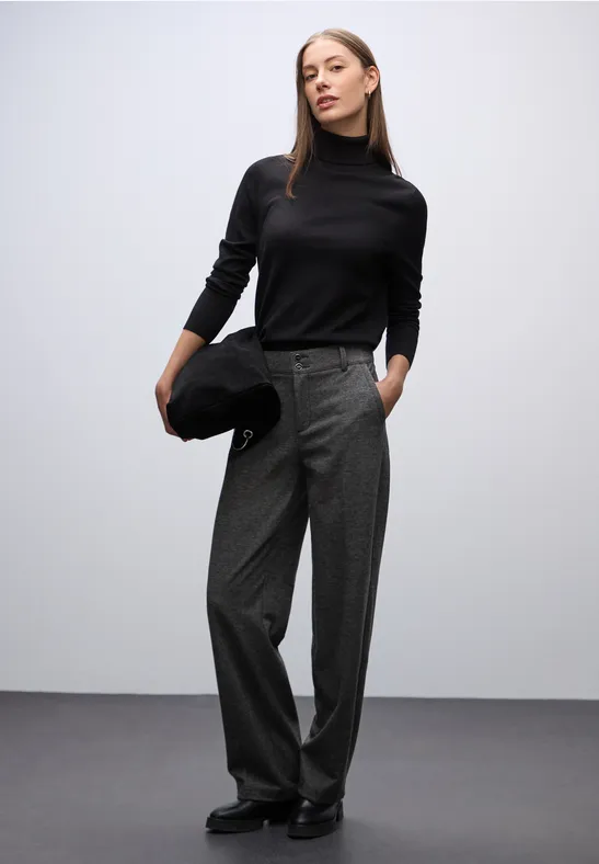 Gemêleerde broek met rechte leg Black