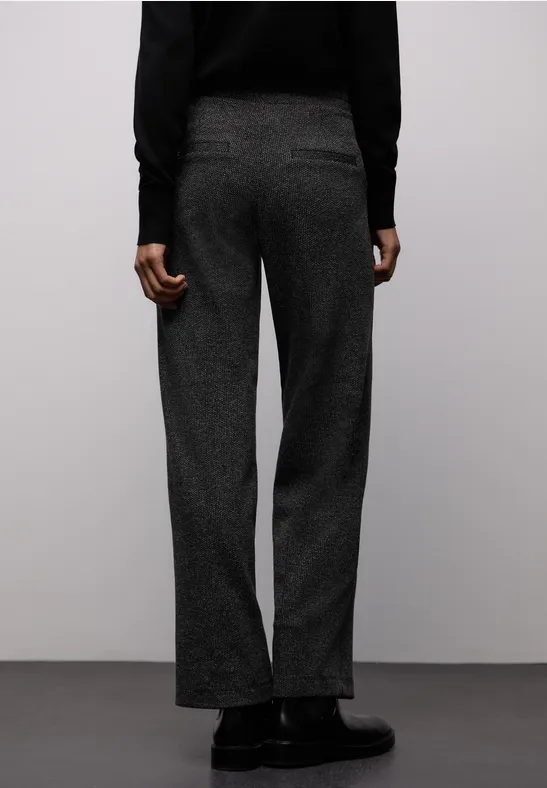 Rechte legging jacquard broek gravel grey mel.