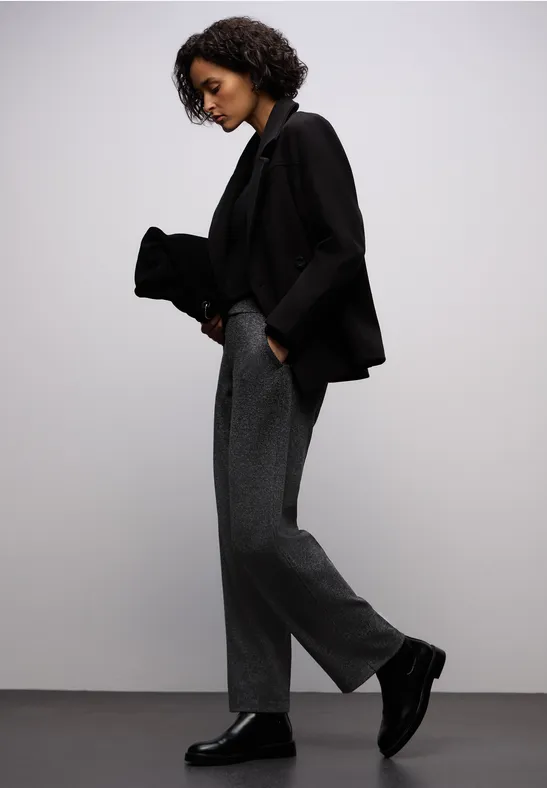 Rechte legging jacquard broek gravel grey mel.