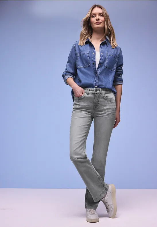 Bootcut Jeans Light Grey Washed