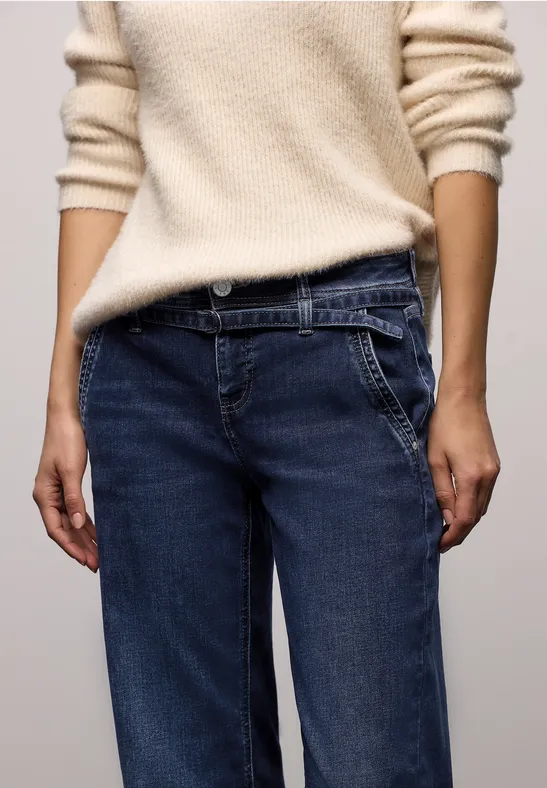 Straight Leg Jeans dark indigo authentic washed