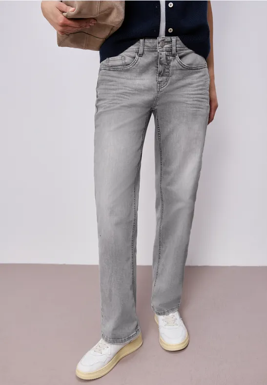 Jeans Straight Legs Light Grey Washed