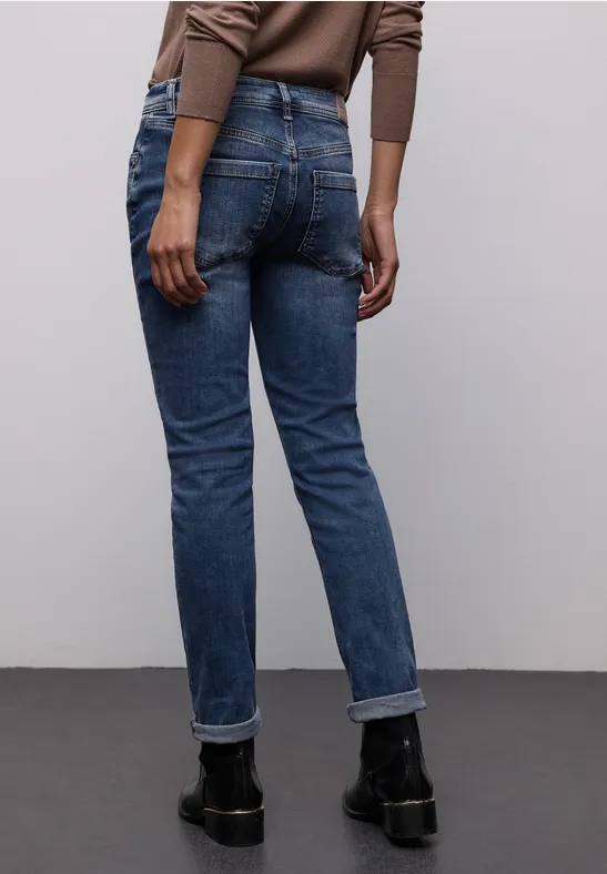 Slim Legs Jeans mid blue random washed