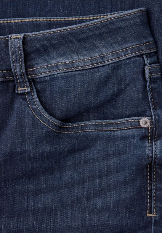 Jeans Straight Legs Dark Blue Wash