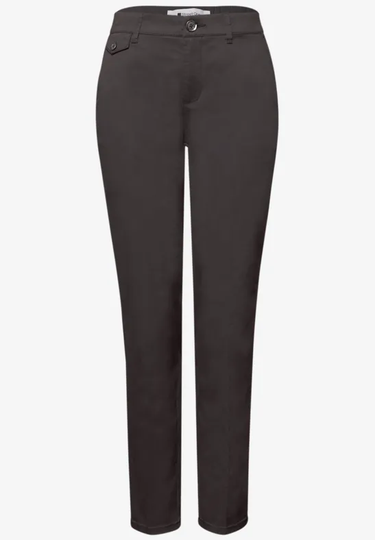 Casual fit chino's in een zachte stof deep earth