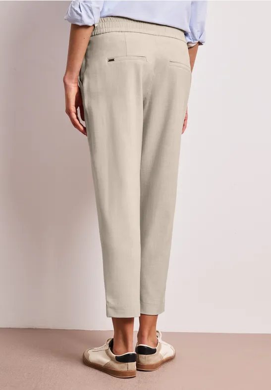 Mid Waist Slim Legs broek met gesp cobble stone