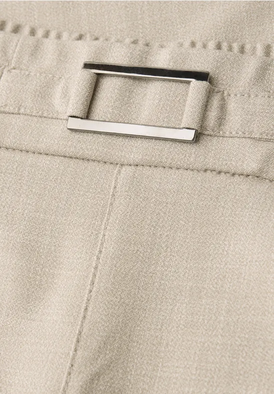 Mid Waist Slim Legs broek met gesp cobble stone