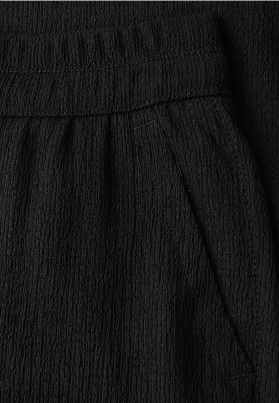 High Waist broek met wijde pijpen in casual pasvorm Black