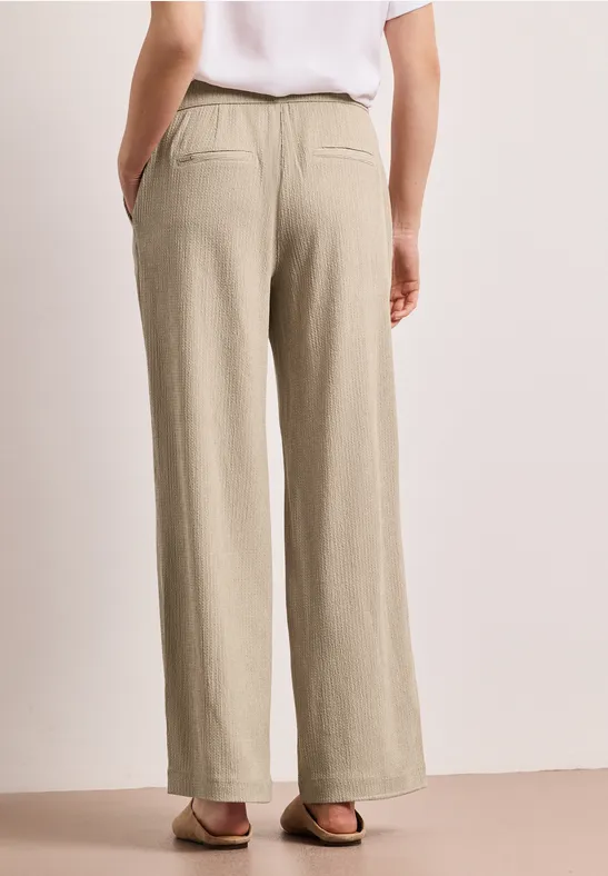 High Waist broek met wijde pijpen in casual pasvorm cobble stone