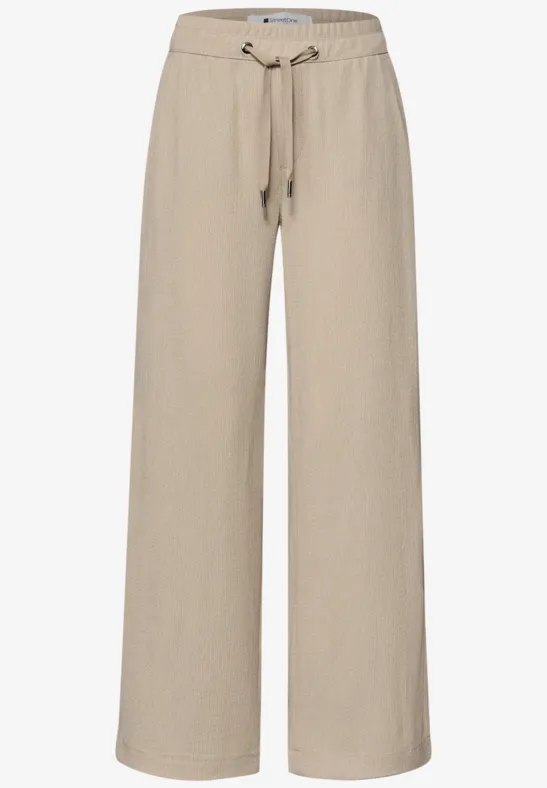 High Waist broek met wijde pijpen in casual pasvorm cobble stone