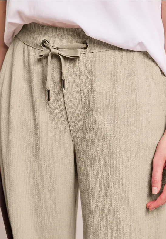 High Waist broek met wijde pijpen in casual pasvorm cobble stone