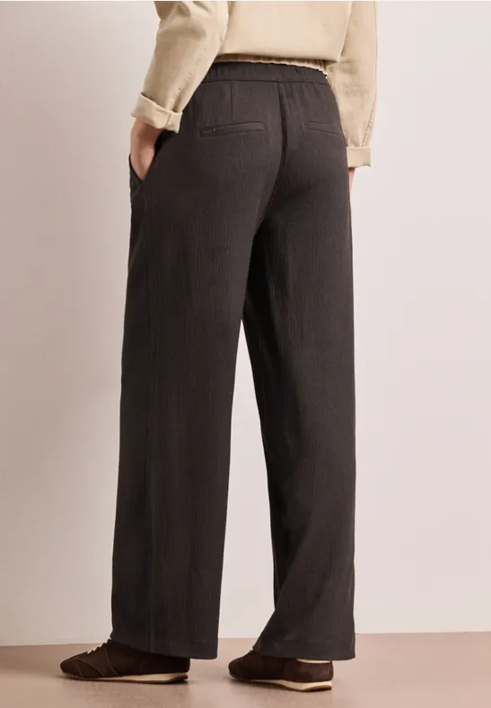 High Waist broek met wijde pijpen in casual pasvorm deep earth