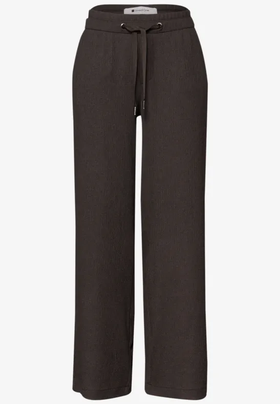 High Waist broek met wijde pijpen in casual pasvorm deep earth