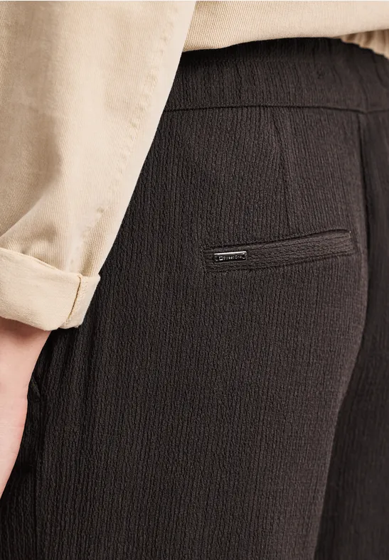 High Waist broek met wijde pijpen in casual pasvorm deep earth