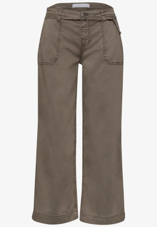 Wide Legs jeans met riemdetail brown wash