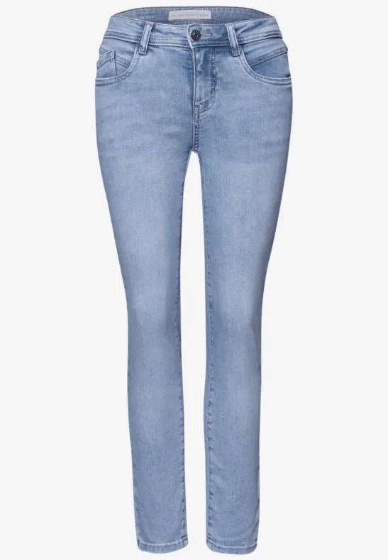 Jeans Mid Waist Slim Leg à la coupe Slim Fit light blue random wash
