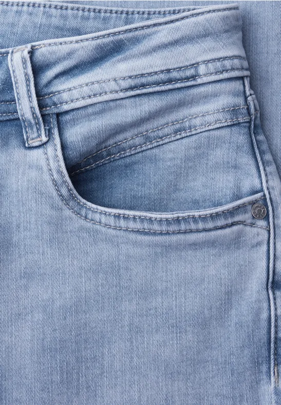 Jeans Mid Waist Slim Leg à la coupe Slim Fit light blue random wash