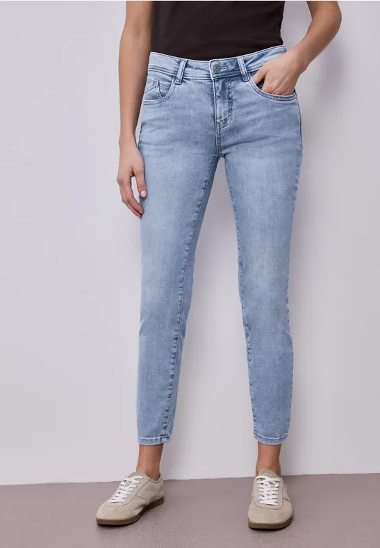Jeans Mid Waist Slim Leg à la coupe Slim Fit light blue random wash