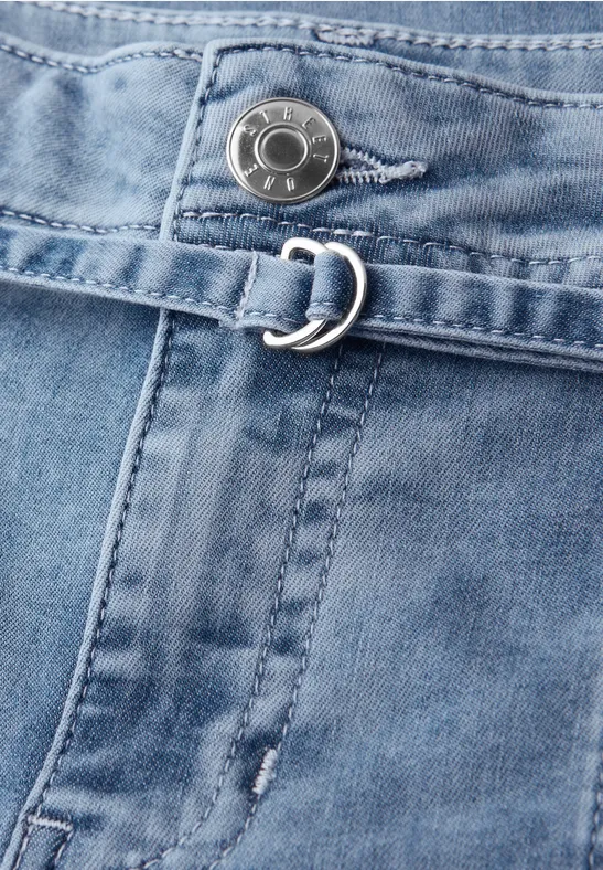 Mid Waist Wide Leg Jeans im Loose Fit mid blue random wash