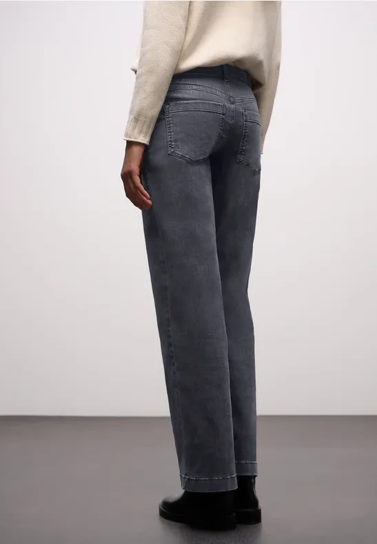 Wide Leg Jeans Steel Grey Washed
