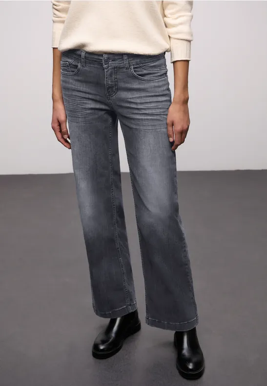 Wide Leg Jeans Steel Grey Washed
