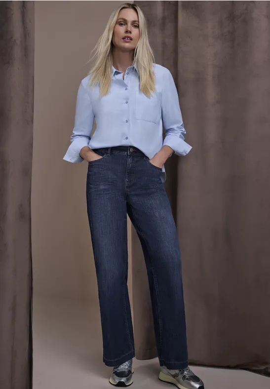 Wide Legs Jeans Dark blue washed