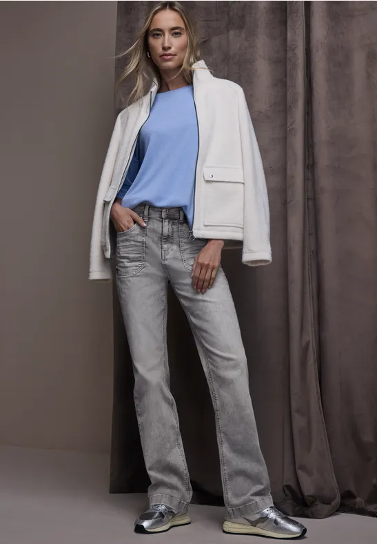 Bootcut Jeans Light Grey Washed