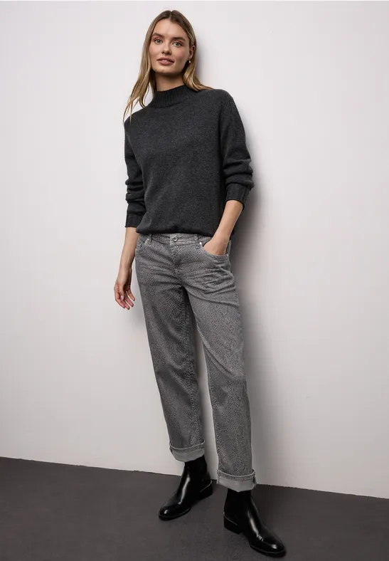 Jeans Snake Print Grey Snake Washed