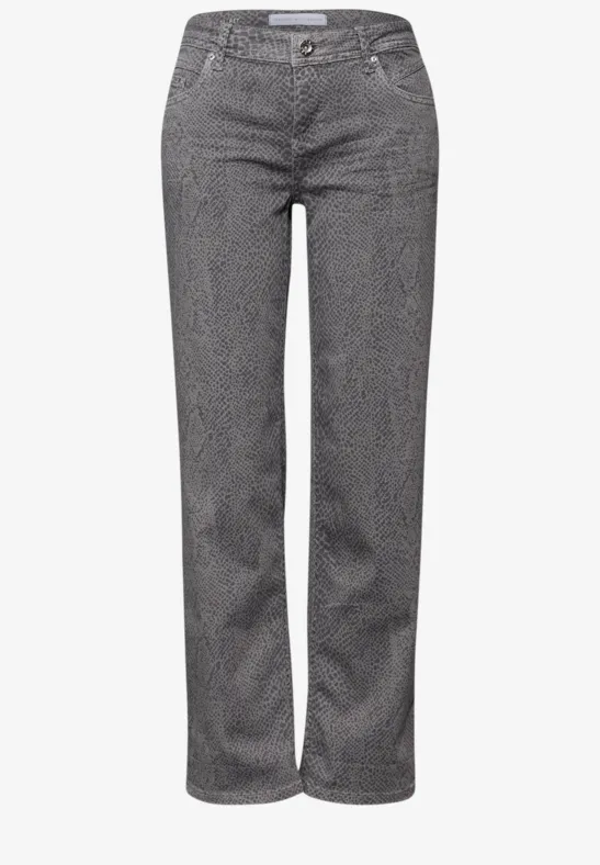 Jeans Snake Print Grey Snake Washed