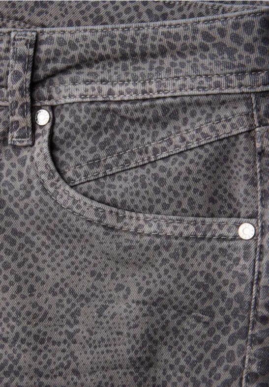 Jeans Snake Print Grey Snake Washed